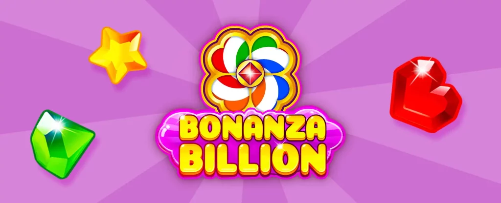 The yellow logo of Bonanza Billion slot game from Cafe Casino.
